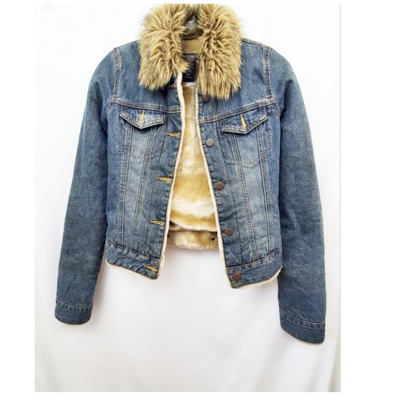 Abercrombie Fitch Y2k Denim Faux Fur 